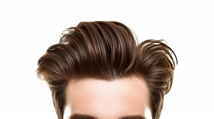 Fashionable men's hairstyle isolated on white. Image for design - obrazy, fototapety, plakaty
