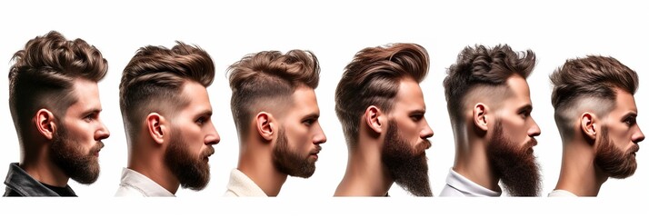 Fashionable men's hairstyle isolated on white. Image for design