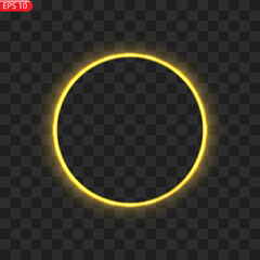 Gold circles frame with glitter light effect. A golden flash flies in a circle in a luminous ring.