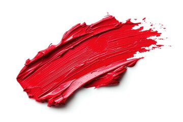 Abstract Red lipstick smear isolated on white background.