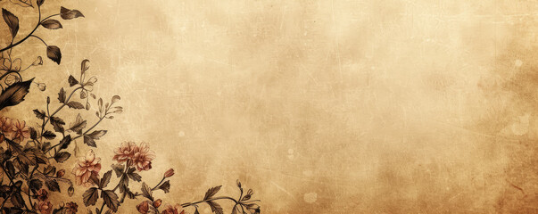 old vintage paper background with flowers