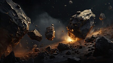 Asteroid mining possibilities solid color background - obrazy, fototapety, plakaty