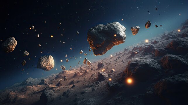Asteroid mining possibilities solid color background