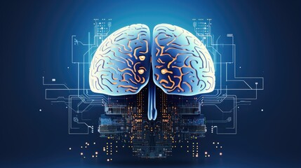 Brain inspired computing solid color background