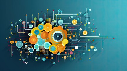 Obraz premium Cognitive computing solid color background