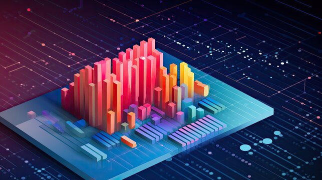 Data analytics extracting insights from large datasets solid color background