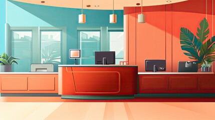 Digital visitor management systems for efficient office reception solid color background