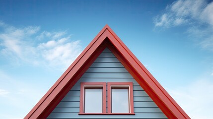 Naklejka premium Gable roofs classic triangular roof design solid color background