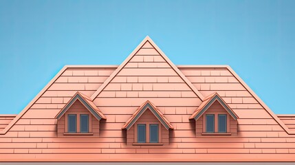 Hip roofs symmetrical sloping roof on all sides solid color background