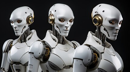 Humanoid robots robots designed to resemble humans solid color background