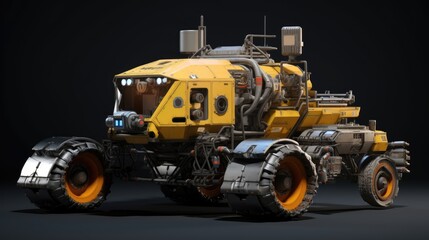 Obraz premium Lunar rover sample collection solid color background