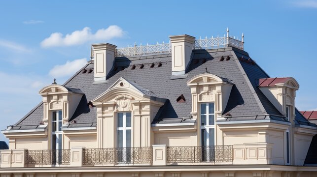 Mansard roofs french inspired roof with steep slopes solid color background