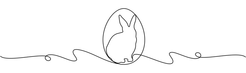 Illustration of rabbit in egg for easter day with lineart style