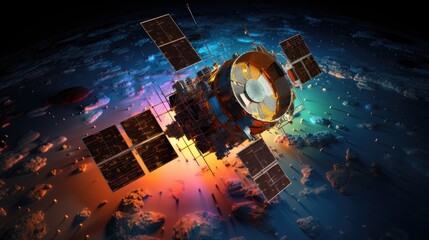 Remote sensing satellites solid color background - obrazy, fototapety, plakaty
