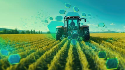 Smart farming applying technology to optimize agricultural practices solid color background