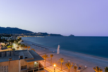 The beach of Albir in Spain in the evening.