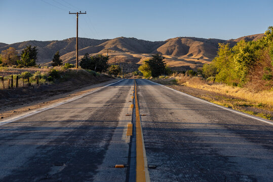 Empty road to the mountains