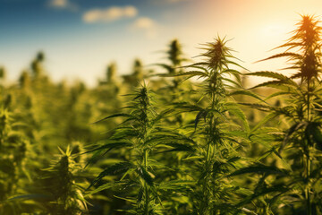Cannabis or marijuana plants growing. Legal farming for production of cbd oil