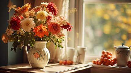 Autumn Elegance Indoors: A Kitchen Bouquet Bringing Nature's Warmth to Your Home
