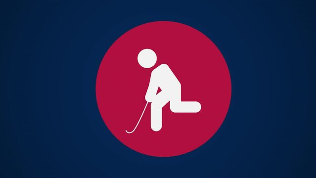 &nbsp;Pictograma de los Juegos Ol&iacute;mpicos de lado derecho con el deporte hockey sobre c&eacute;sped en fondo azul sin texto.