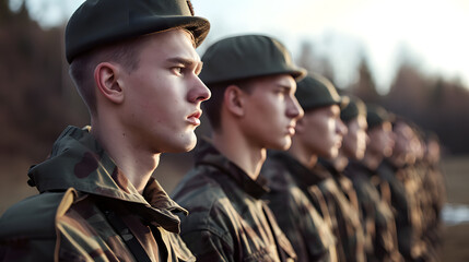 Fototapeta premium group of soldiers standing in line 