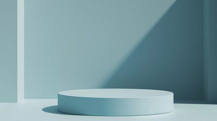 Minimalistic Circular Podium Bathed in Natural Light for Product Presentation

