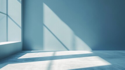 Spacious Minimalist Interior with Sunlight Casting Dramatic Shadows for Display