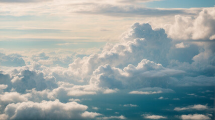Fototapeta na wymiar Celestial Canvas: Beautiful Large Fluffy Clouds in the Sky