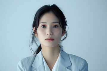 female dressed in a suit of white