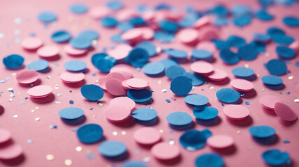 Obraz na płótnie Canvas Blue Confetti on Pink Background - Birthday Party & Holiday Joy