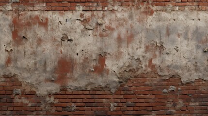 a weathered brick wall with peeling