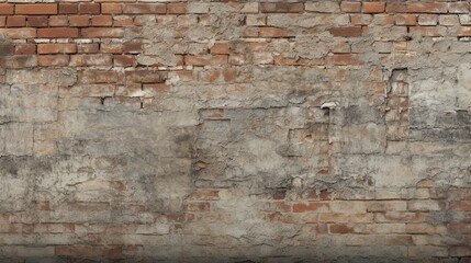 a weathered brick wall with peeling