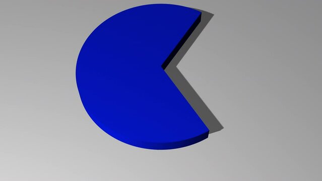 3d animated pie chart with 0 percent red and 100 percent blue including luma matte