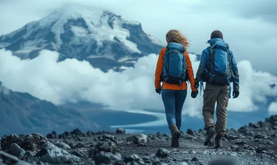 Foto op Plexiglas Adventurous Couple Conquering Mount Kilimanjaro: A Journey of Love and Triumph © STORYTELLER