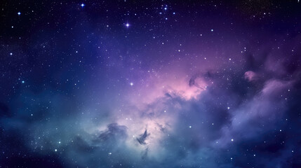 Beautiful colorful background. Galaxy or space in blue and purple colors with sparkles or lights or stars