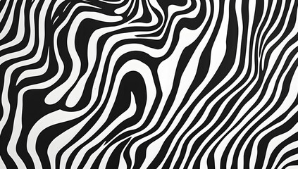 black and white pattern of curved waves and wavy lines