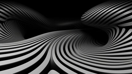 A picture where black and white lines warp and curve
