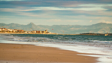 Sea coast and Tarifa town on skyline, Spain © anetlanda