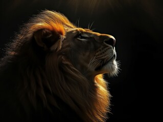 Fine art lion with a black background low key animal africa photo