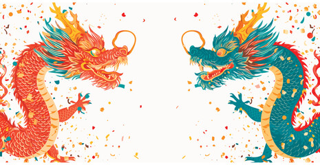 Double chinese dragon background wallpaper 