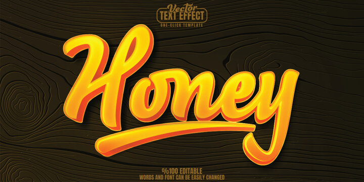 Honey editable text effect, customizable bee and comb 3D font style