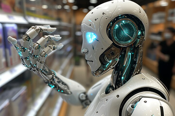 Fototapeta premium Cutting-edge robot showcases advancements in new technologies, epitomizing innovation, automation, and futuristic progress