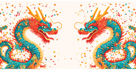 Double chinese dragon background wallpaper 