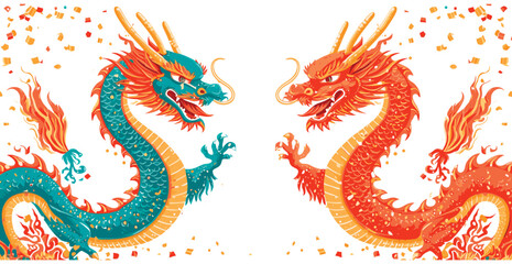 Double chinese dragon background wallpaper 