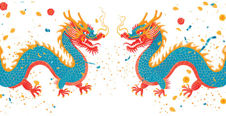 Double chinese dragon background wallpaper 