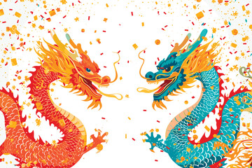 Obraz premium Double chinese dragon background wallpaper 