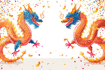 Double chinese dragon background wallpaper 