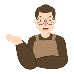 young male caucasian barista illustration