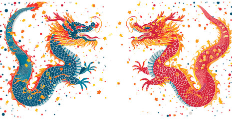 Double chinese dragon background wallpaper 