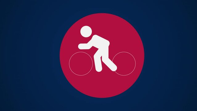 &nbsp;Pictograma de los Juegos Ol&iacute;mpicos de lado derecho con el deporte ciclismo en ruta en fondo azul sin texto.